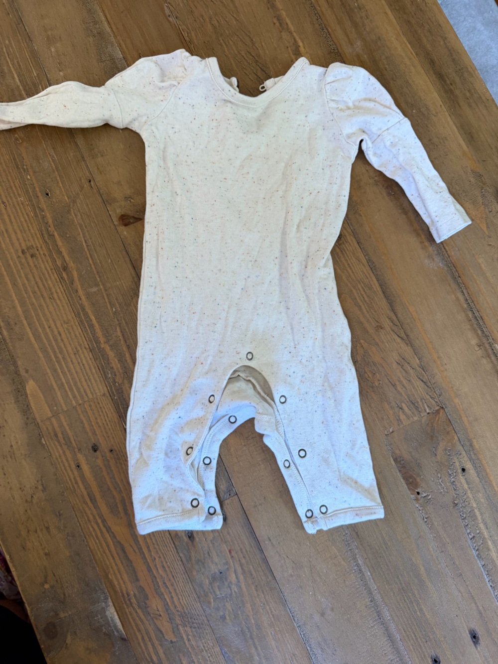 Pehr Baby Long-Sleeve One-Piece Romper in Cream Speckle